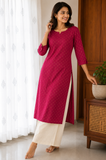 Sneyura Pink Hearted Printed Kurthi for Women