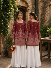 Premium Trendy Maroon Floral Printed Back Dori Kurti Top