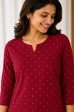 Sneyura Pink Hearted Printed Kurthi for Women