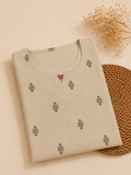 Sneyura Premium Cream Printed Kurthi for Women