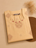 Premium Beige Printed Cotton Kurti for Women