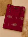 Premium Maroon Printed Cotton Kurti for Women