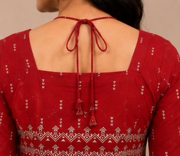 Premium Trendy Printed Red Tie-Up Neck Short Top for Women