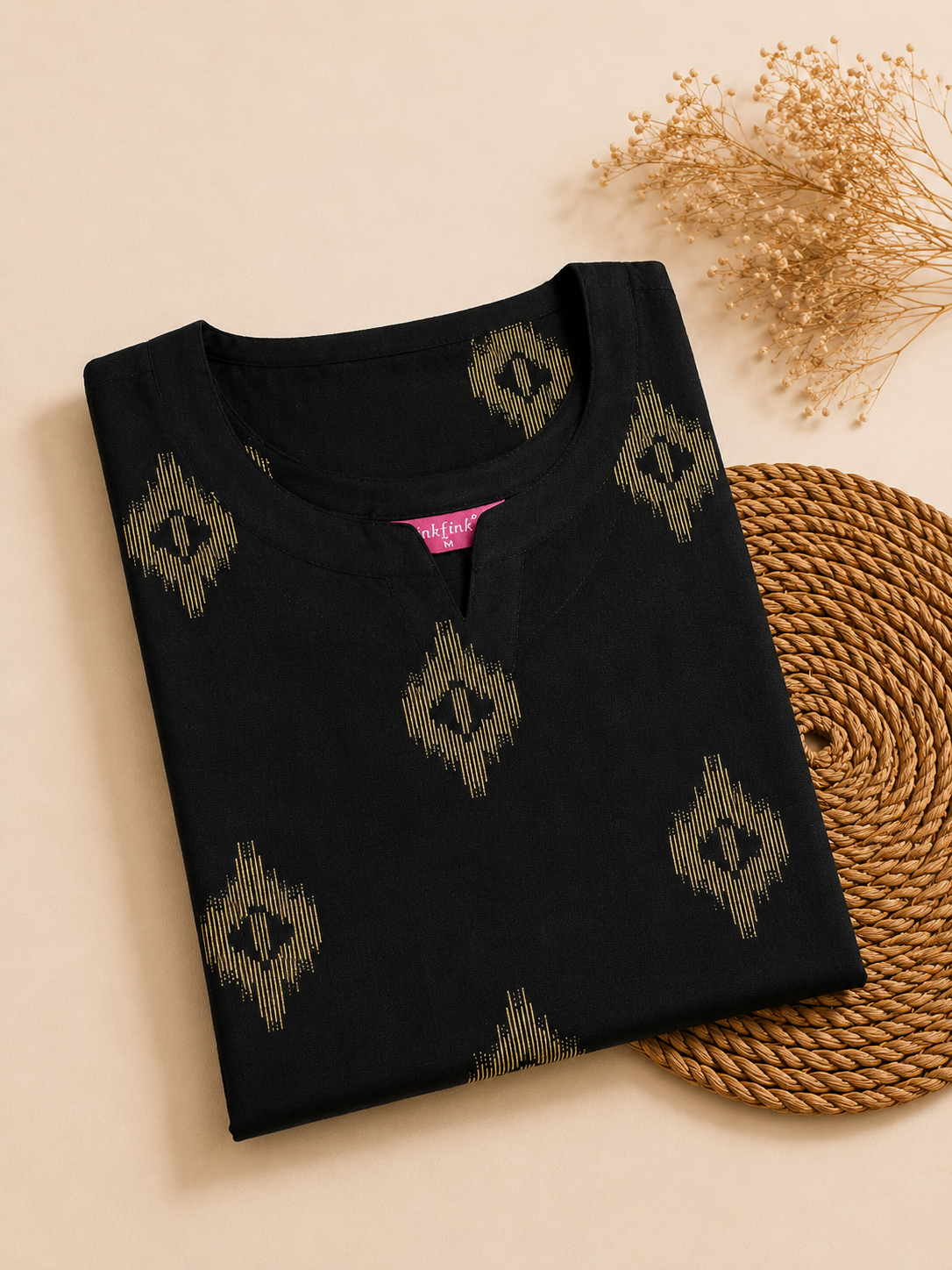 Sneyura Black Motif Kurthi for Women