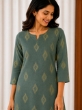 Sneyura Sage Blue Printed Kurthi for Women