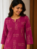 Sneyura Pink Ethnic Printed Kurthi for Women