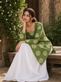 Premium Trendy Design Green Floral Printed Back Dori Kurti Top
