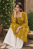Premium Trendy Yellow Floral Printed Back Dori Kurti Top