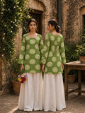 Premium Trendy Design Green Floral Printed Back Dori Kurti Top