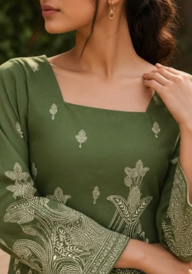 Premium Trendy Light Green Floral Printed Back Dori Kurti Top
