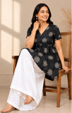 Premium Trendy Printed Black  Peplum Top
