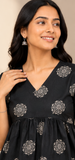 Premium Trendy Printed Black  Peplum Top