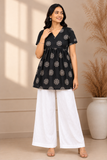 Premium Trendy Printed Black  Peplum Top