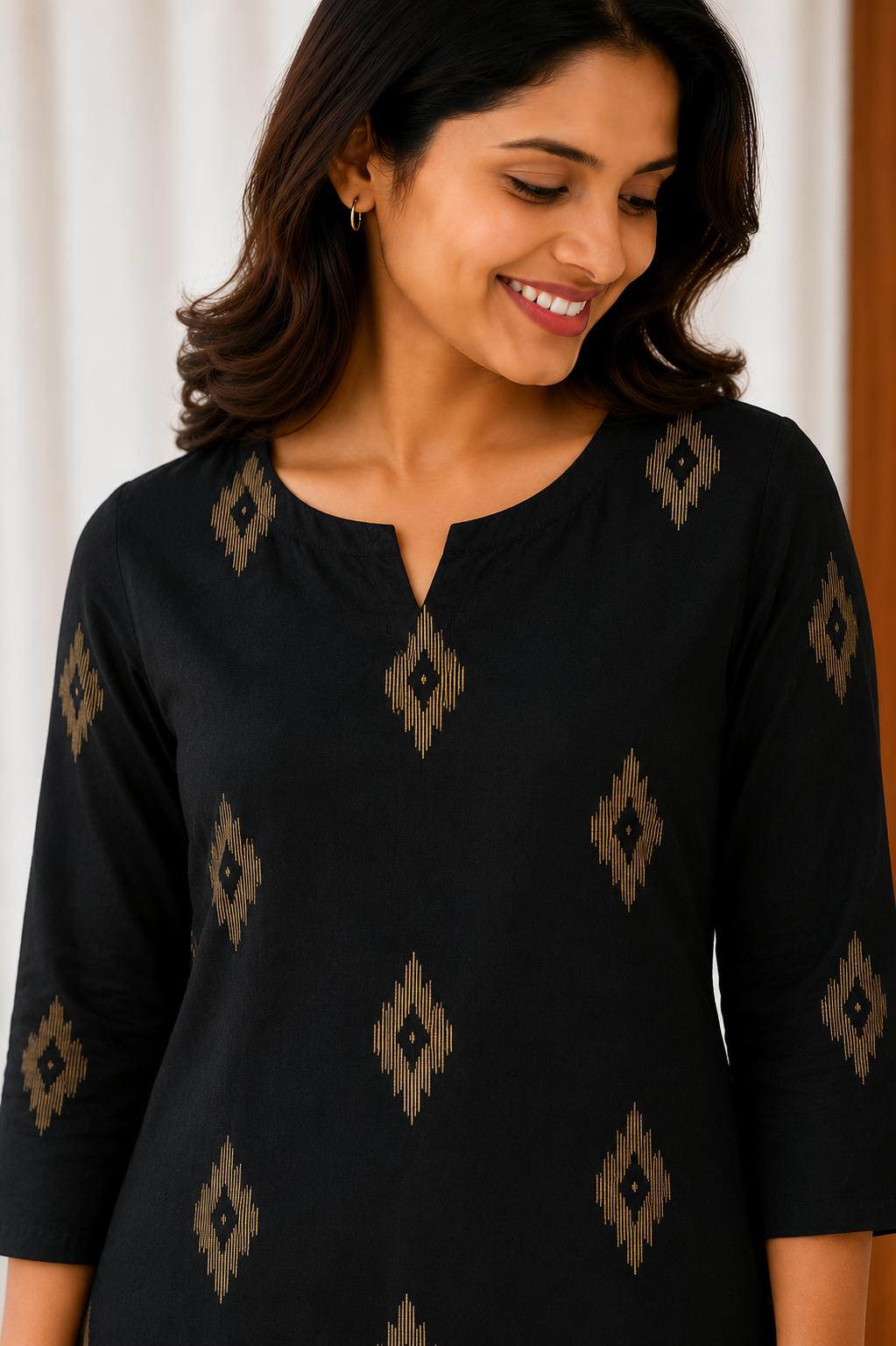 Sneyura Black Motif Kurthi for Women