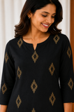 Sneyura Black Motif Kurthi for Women