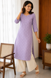 Sneyura Lavender Printed Kurthi for Women