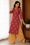 Sneyura Pink Minimal Print Kurthi for Women