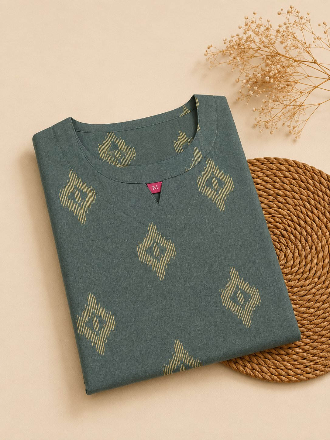 Sneyura Sage Blue Printed Kurthi for Women