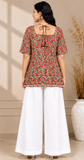 Premium Trendy Printed Multi Red Tie-Up Neck Short Top for Women